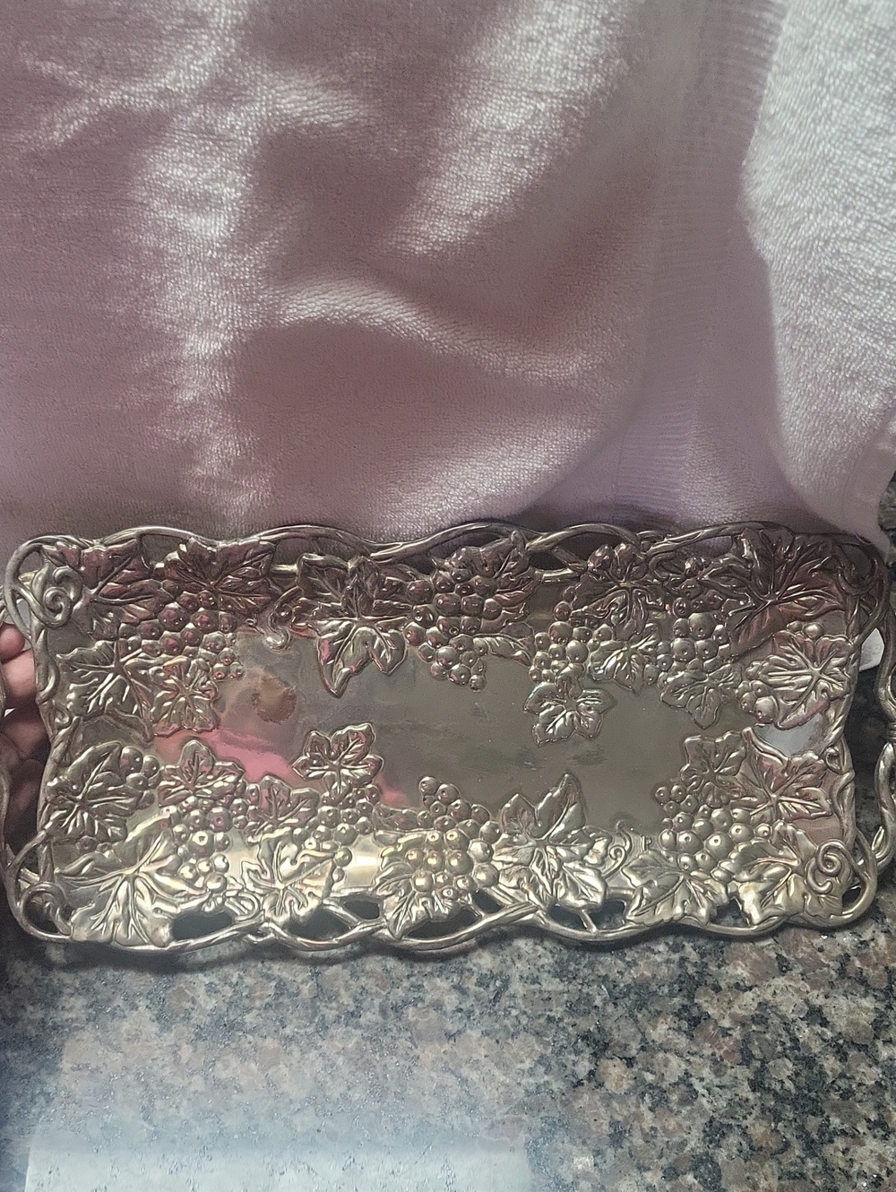 Ornate Silver-Plated Decorative Serving Tray GODINGER 15.5" x 7"